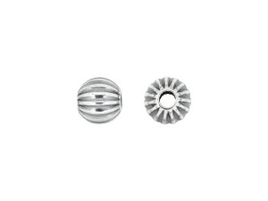 Oxidized Sterling Silver 6mm Light Round Corrugated Bead Oxidized Sterling Silver 6mm Light Round Corrugated Bead