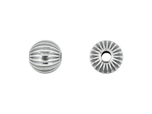 Oxidized Sterling Silver 8mm Light Round Corrugated Bead Oxidized Sterling Silver 8mm Light Round Corrugated Bead