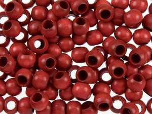 Red 8 x 6mm Round Large-Hole Euro Wood Beads Red 8 x 6mm Round Large-Hole Euro Wood Beads