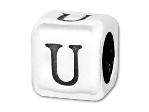 Sterling 925 Rounded Alphabet Bead - U Sterling 925 Rounded Alphabet Bead - U