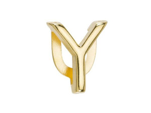 Regaliz Gold-Plated Pewter Alphabet Slider Bead for Flat Leather - Y Regaliz Gold-Plated Pewter Alphabet Slider Bead for Flat Leather - Y