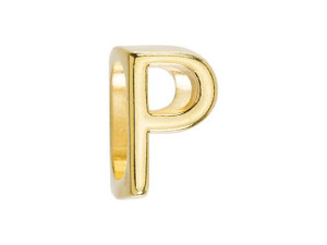 Regaliz Gold-Plated Pewter Alphabet Slider Bead for Oval Leather - P Regaliz Gold-Plated Pewter Alphabet Slider Bead for Oval Leather - P