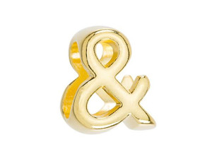 Regaliz Gold-Plated Pewter Ampersand Slider Bead for Oval Leather Regaliz Gold-Plated Pewter Ampersand Slider Bead for Oval Leather