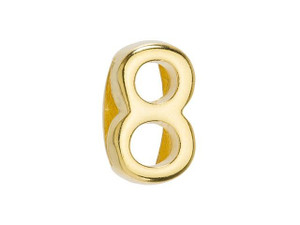 Regaliz Gold-Plated Pewter Number Slider Bead for Flat Leather - 8 Regaliz Gold-Plated Pewter Number Slider Bead for Flat Leather - 8