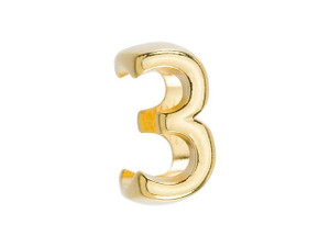 Regaliz Gold-Plated Pewter Number Slider Bead for Oval Leather - 3 Regaliz Gold-Plated Pewter Number Slider Bead for Oval Leather - 3