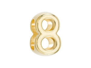Regaliz Gold-Plated Pewter Number Slider Bead for Oval Leather - 8 Regaliz Gold-Plated Pewter Number Slider Bead for Oval Leather - 8