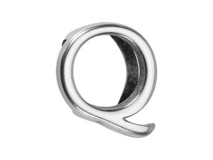 Regaliz Silver-Plated Pewter Alphabet Slider Bead for Flat Leather - Q Regaliz Silver-Plated Pewter Alphabet Slider Bead for Flat Leather - Q