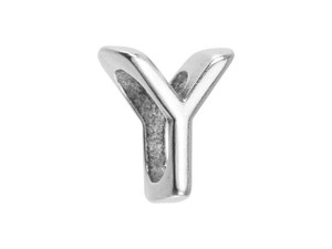 Regaliz Silver-Plated Pewter Alphabet Slider Bead for Oval Leather - Y Regaliz Silver-Plated Pewter Alphabet Slider Bead for Oval Leather - Y