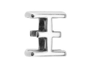 Regaliz Silver-Plated Pewter Greek Alphabet Slider Bead for Oval Leather - XI Regaliz Silver-Plated Pewter Greek Alphabet Slider Bead for Oval Leather - XI