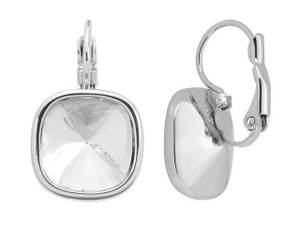 13mm Rhodium Plated Leverback Earring Clasps, Round Leverback Earring,  Leverback Ear Wire, Hoop Earrings, Rhodium Plated Findings, EG1x4