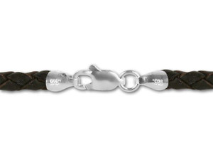 18-Inch 4.5mm Braided Leather Necklace - Brown with Sterling Silver Clasp 18-Inch 4.5mm Braided Leather Necklace - Brown with Sterling Silver Clasp