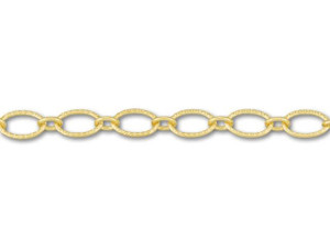 Satin Hamilton Gold-Plated Textured Oval Link Chain by the Foot