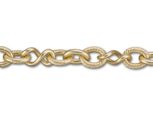 Satin Hamilton Gold-Plated Twisted Link and Textured Link Chain by the Foot Satin Hamilton Gold-Plated Twisted Link and Textured Link Chain by the Foot