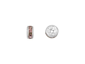 Silver-Plated 4.5mm Light Amethyst Rhinestone Rondelle Spacer Bead Silver-Plated 4.5mm Light Amethyst Rhinestone Rondelle Spacer Bead