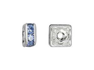 Silver-Plated 4.5mm Light Sapphire Rhinestone Squaredelle Spacer Bead Silver-Plated 4.5mm Light Sapphire Rhinestone Squaredelle Spacer Bead