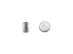 Silver-Plated 4.5mm Montana Blue Rhinestone Rondelle Spacer Bead Silver-Plated 4.5mm Montana Blue Rhinestone Rondelle Spacer Bead