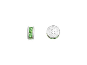 Silver-Plated 4.5mm Peridot Rhinestone Rondelle Spacer Bead Silver-Plated 4.5mm Peridot Rhinestone Rondelle Spacer Bead