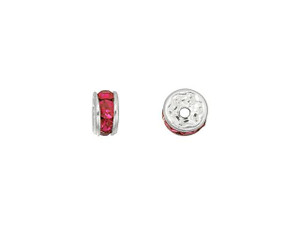 Silver-Plated 4.5mm Red Rose Rhinestone Rondelle Spacer Bead Silver-Plated 4.5mm Red Rose Rhinestone Rondelle Spacer Bead