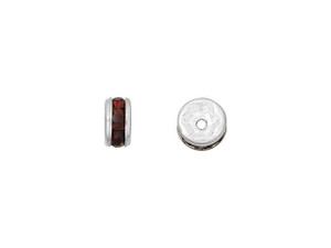 Silver-Plated 4.5mm Ruby Rhinestone Rondelle Spacer Bead Silver-Plated 4.5mm Ruby Rhinestone Rondelle Spacer Bead
