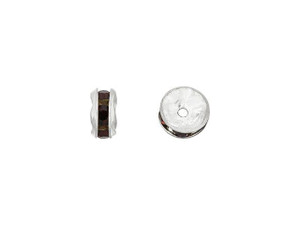 Silver-Plated 5mm Garnet Rhinestone Rondelle Spacer Bead Silver-Plated 5mm Garnet Rhinestone Rondelle Spacer Bead
