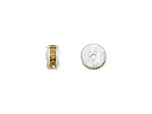 Silver-Plated 5mm Light Colorado Topaz Rhinestone Rondelle Spacer Bead Silver-Plated 5mm Light Colorado Topaz Rhinestone Rondelle Spacer Bead
