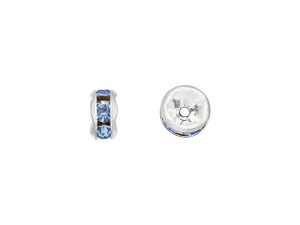 Silver-Plated 5mm Light Sapphire Rhinestone Rondelle Spacer Bead Silver-Plated 5mm Light Sapphire Rhinestone Rondelle Spacer Bead