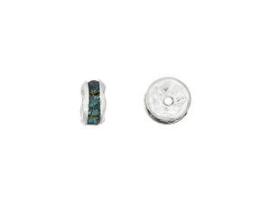 Silver-Plated 5mm Montana Blue Rhinestone Rondelle Spacer Bead Silver-Plated 5mm Montana Blue Rhinestone Rondelle Spacer Bead