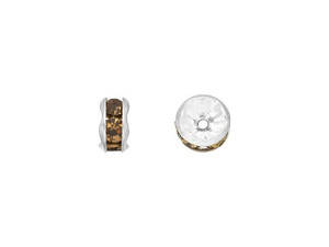 Silver-Plated 5mm Smoky Topaz Rhinestone Rondelle Spacer Bead Silver-Plated 5mm Smoky Topaz Rhinestone Rondelle Spacer Bead
