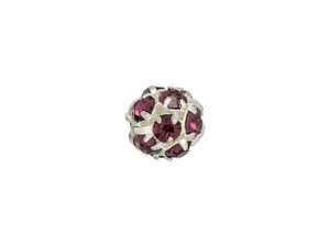 Silver-Plated 6mm Amethyst Rhinestone Ball Bead Silver-Plated 6mm Amethyst Rhinestone Ball Bead