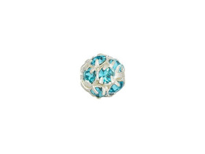 Silver-Plated 6mm Aquamarine Rhinestone Ball Bead Silver-Plated 6mm Aquamarine Rhinestone Ball Bead