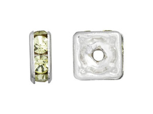 Silver-Plated 6mm Jonquil Rhinestone Squaredelle Spacer Bead Silver-Plated 6mm Jonquil Rhinestone Squaredelle Spacer Bead