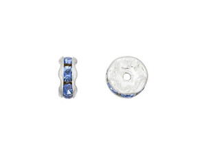 Silver-Plated 6mm Light Sapphire Rhinestone Rondelle Spacer Bead Silver-Plated 6mm Light Sapphire Rhinestone Rondelle Spacer Bead