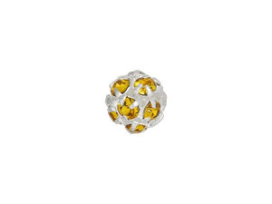 Silver-Plated 6mm Medium Topaz Rhinestone Ball Bead Silver-Plated 6mm Medium Topaz Rhinestone Ball Bead