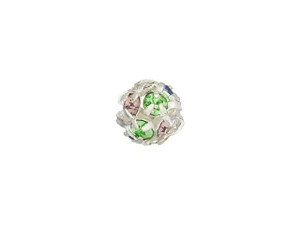 Silver-Plated 6mm Multi-Color Rhinestone Ball Bead Silver-Plated 6mm Multi-Color Rhinestone Ball Bead