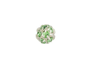 Silver-Plated 6mm Peridot Rhinestone Ball Bead Silver-Plated 6mm Peridot Rhinestone Ball Bead