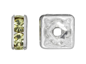 Silver-Plated 8mm Jonquil Rhinestone Squaredelle Spacer Bead Silver-Plated 8mm Jonquil Rhinestone Squaredelle Spacer Bead