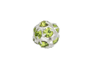 Silver-Plated 8mm Olivine Rhinestone Ball Bead Silver-Plated 8mm Olivine Rhinestone Ball Bead