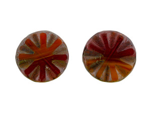 18mm Red/Orange Starburst Picasso Coin Bead by Raven's Journey 18mm Red/Orange Starburst Picasso Coin Bead by Raven's Journey