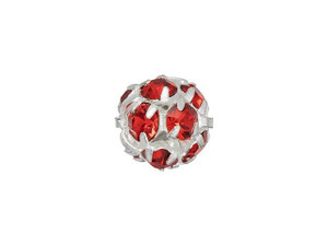 Silver-Plated 8mm Siam Ruby Rhinestone Ball Bead Silver-Plated 8mm Siam Ruby Rhinestone Ball Bead