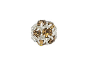 Silver-Plated 8mm Smoky Topaz Rhinestone Ball Bead Silver-Plated 8mm Smoky Topaz Rhinestone Ball Bead