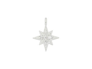 Silver-Plated North Star Charm with Rhinestones Silver-Plated North Star Charm with Rhinestones
