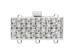 Silver-Plated Rectangle Clasp, 26x11mm with 3 Rings Silver-Plated Rectangle Clasp, 26x11mm with 3 Rings