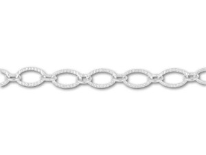 Silver-Plated Textured Oval Link Chain by the Foot