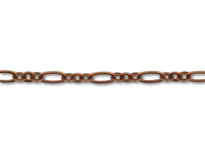 Antique Copper-Plated 3+1 Small Round and Oval Link Chain by the Foot Antique Copper-Plated 3+1 Small Round and Oval Link Chain by the Foot