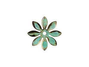 Small Brass Curved Flower Embellishment with Patina Small Brass Curved Flower Embellishment with Patina