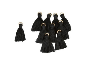 1-Inch Black Tassel with Gold Ring (10pc pack) 1-Inch Black Tassel with Gold Ring (10pc pack)