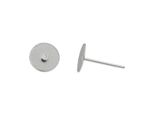 Titanium Earring Post Finding w 4mm Stainless Steel Flat Pad - 11mm Post  (100 pcs)