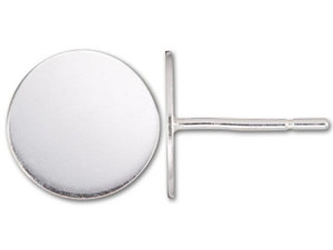 Sterling Silver 10mm Glue-On Earring Post (1 Pair) Sterling Silver 10mm Glue-On Earring Post (1 Pair)