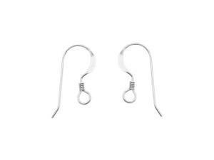 Sterling Silver 18mm French Hook Earwire with Coil (1 Pair) Sterling Silver 18mm French Hook Earwire with Coil (1 Pair)