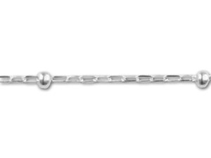 Sterling Silver 3+3 DC Cable Chain with Beads by the Foot